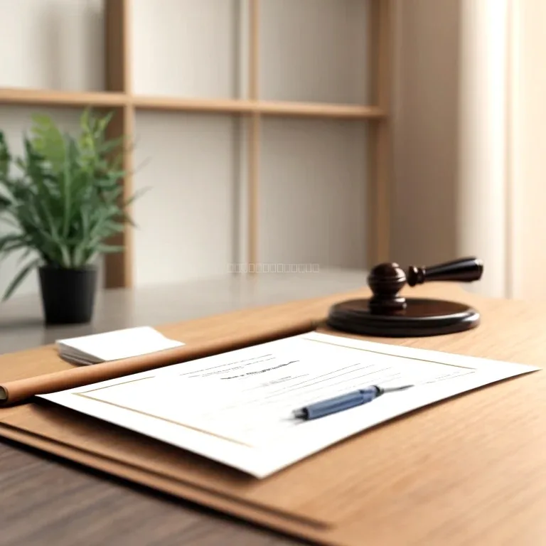Notary desk with documents and stamp